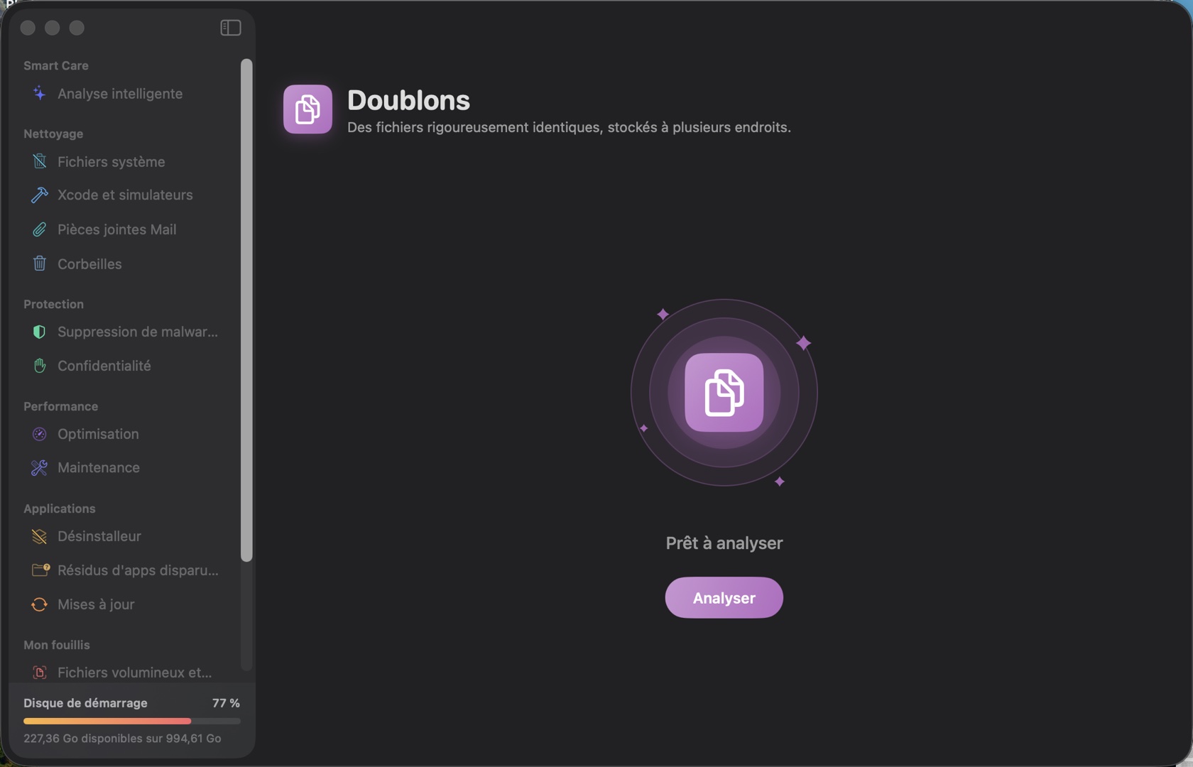 Le module Doublons, prêt à analyser.